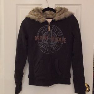 Aeropostale Fur Lined Hoodie full zip size small